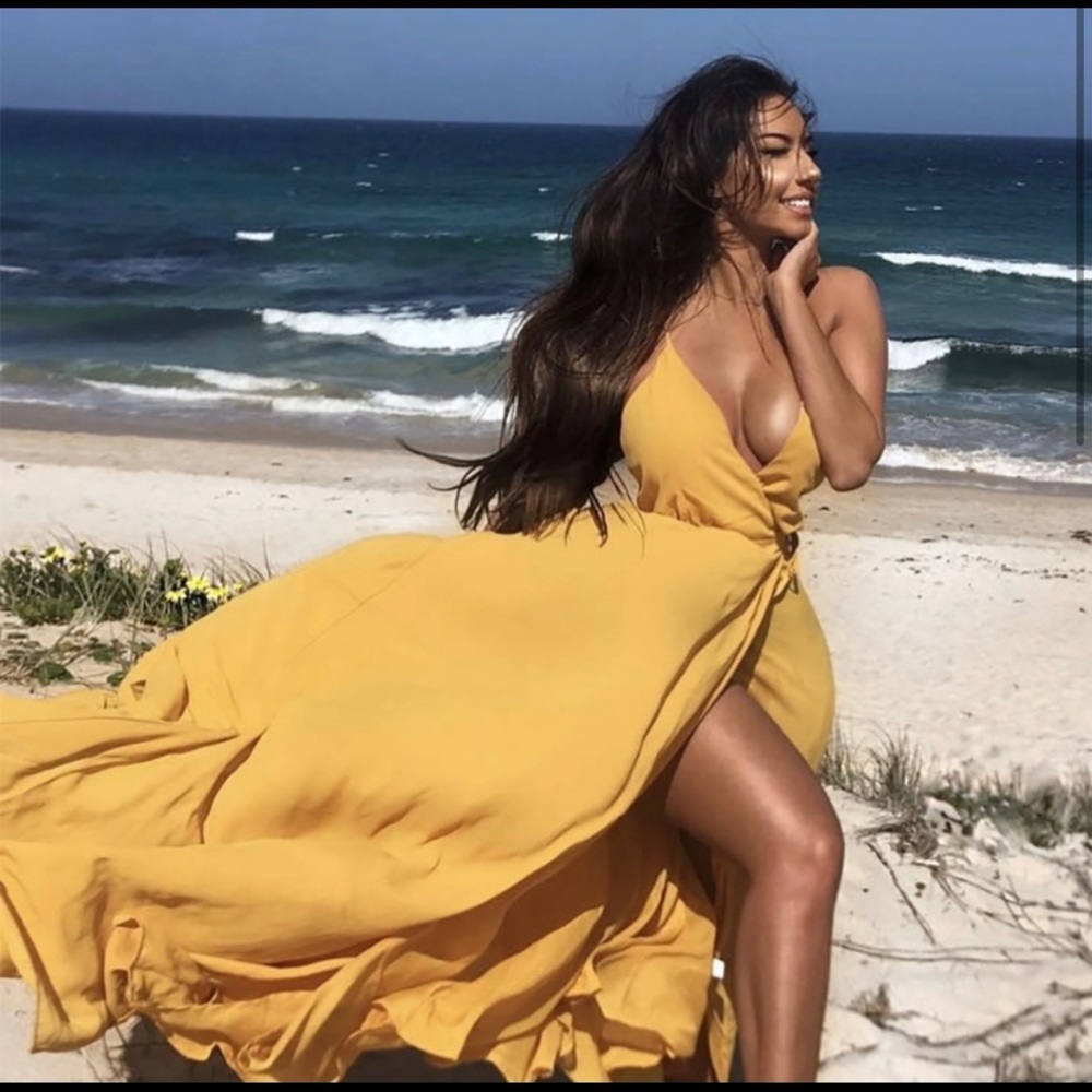 Yellow Maxi Dress with Slit